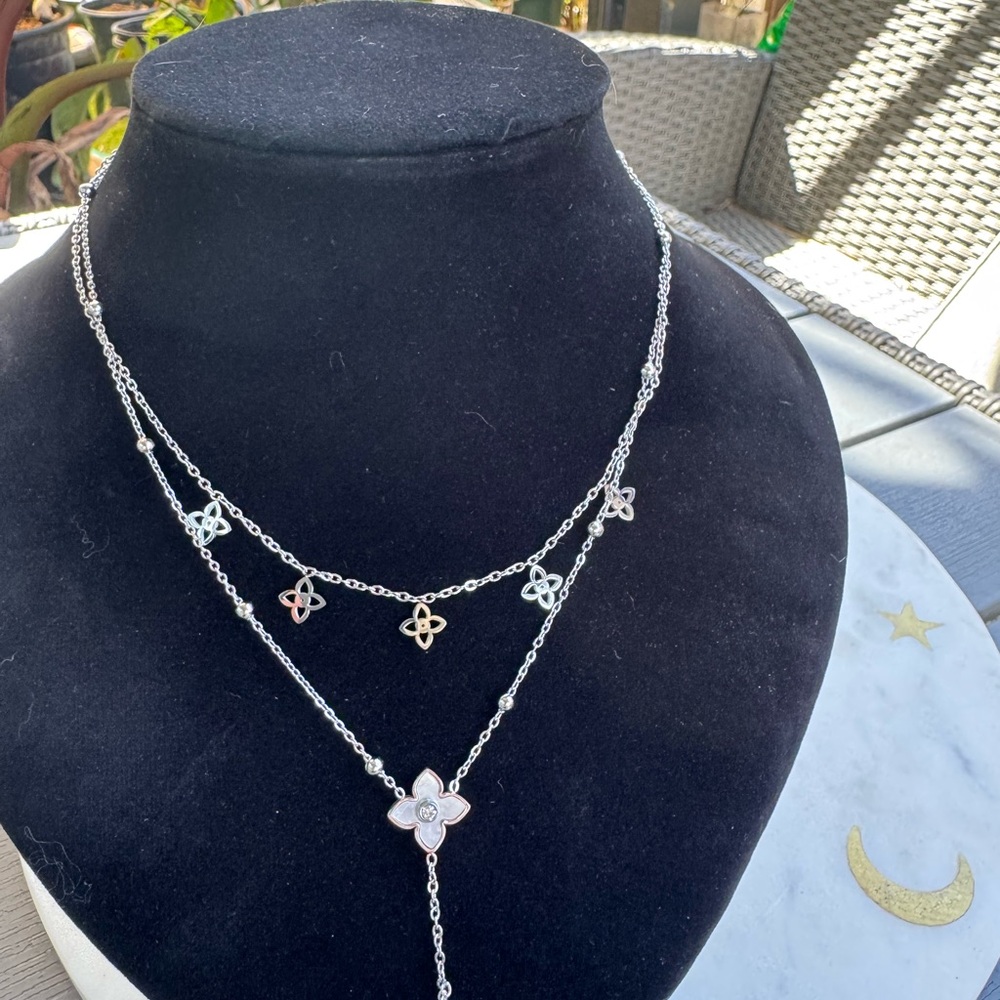 Stainless Steel Layered Necklace with Pendant and Beads - Picture 5 of 6